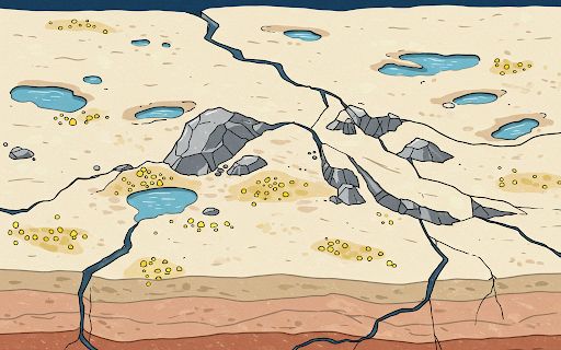 image : soil layer with water pockets, loose sand, unstable rock and fault lines