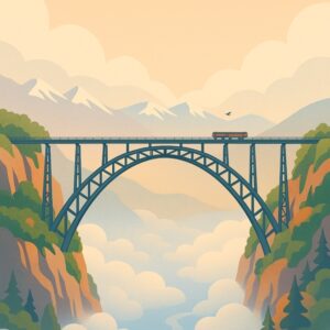 Chenab Railway Bridge Vector Art Mobile Wallpaper